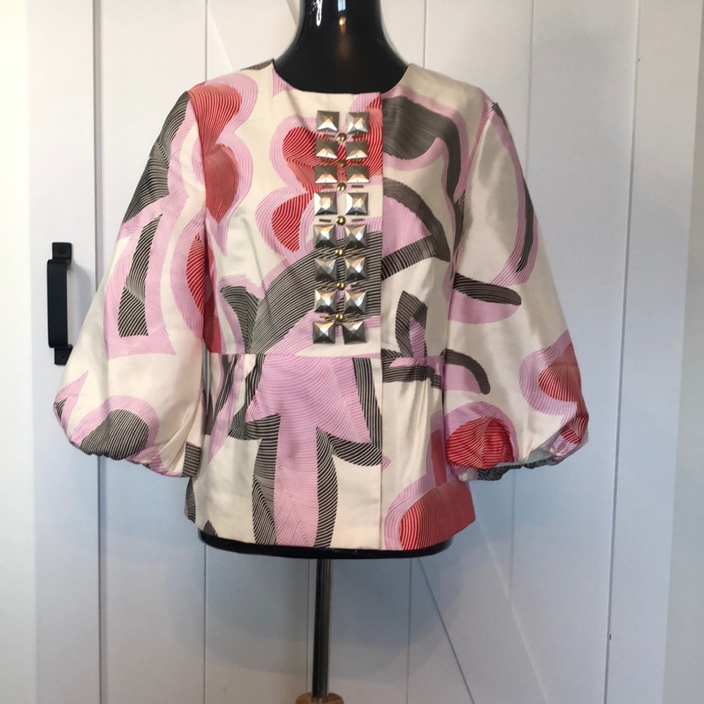 Etcetera 100% silk unique career puff jacket sz 10